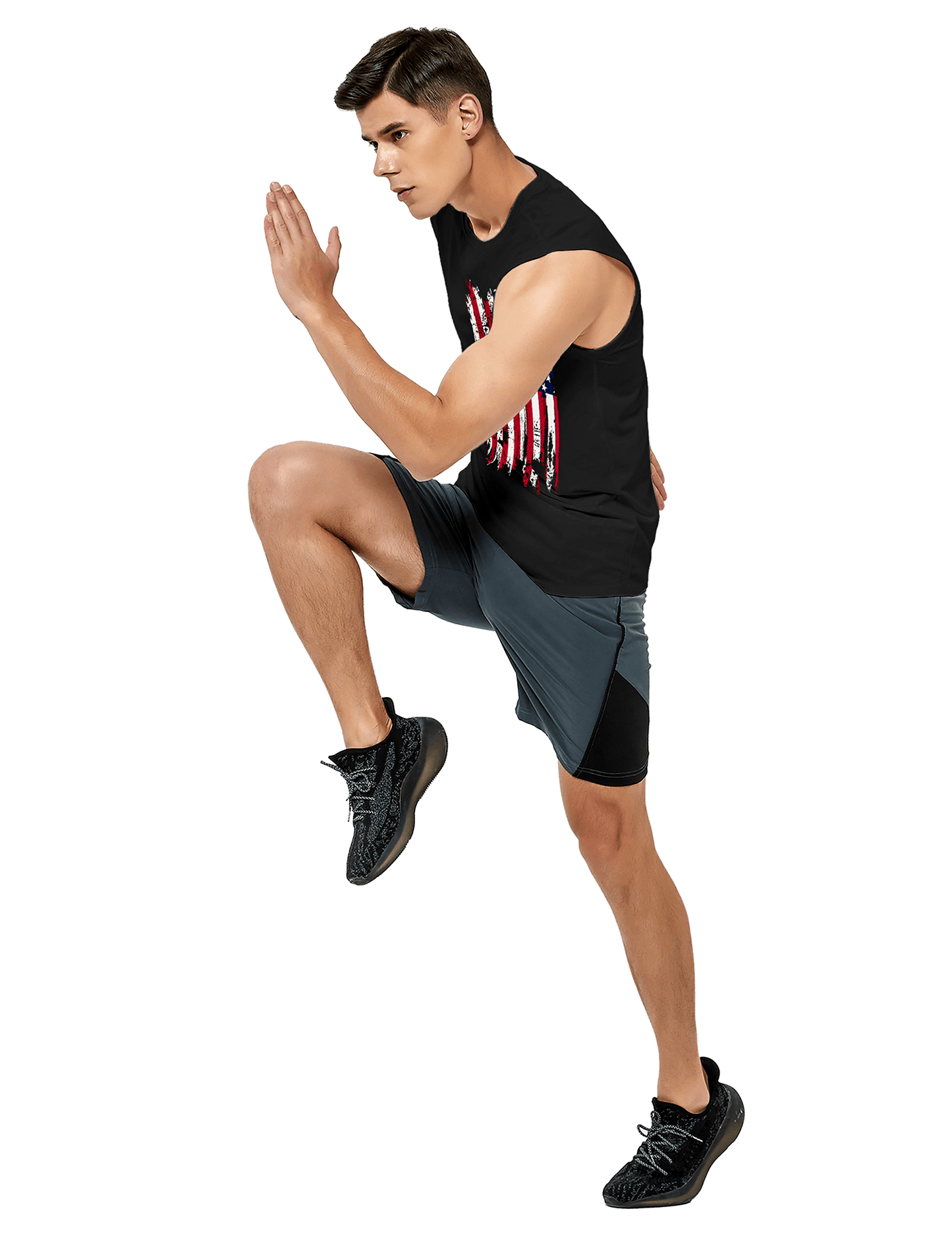 Men's Sleeveless Workout Swim Shirts (American Flag) - DEMOZU Sports