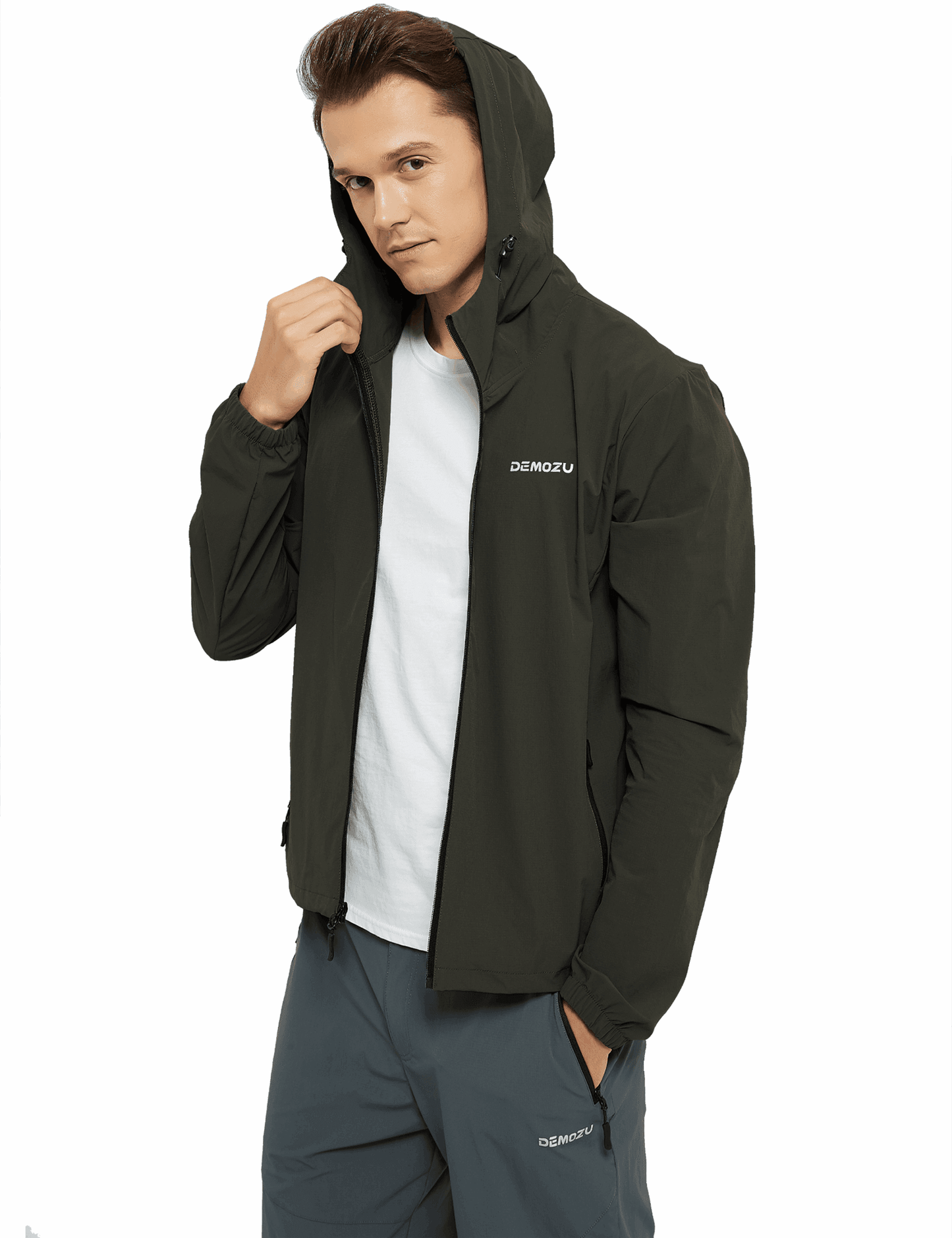 Men's Lightweight Windbreaker Jacket Hooded Hiking Outdoor Jacket - DEMOZU Sports