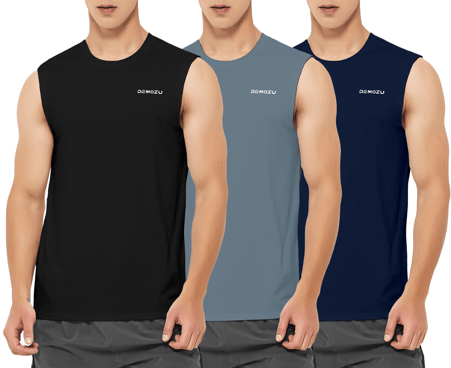 Men's Sleeveless Workout Swim Shirts (3 Pack) - DEMOZU Sports