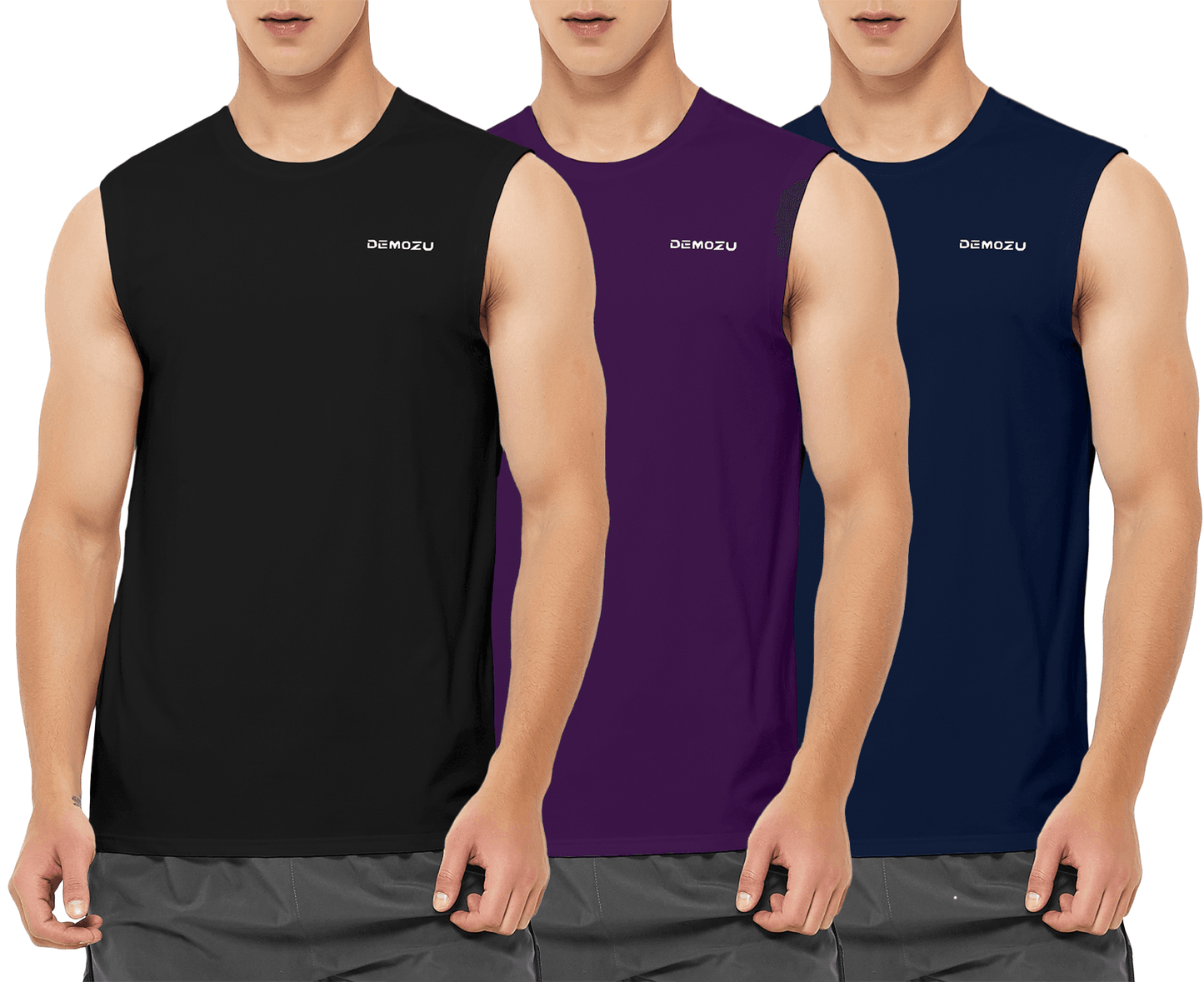 Men's Sleeveless Workout Swim Shirts (3 Pack) - DEMOZU Sports