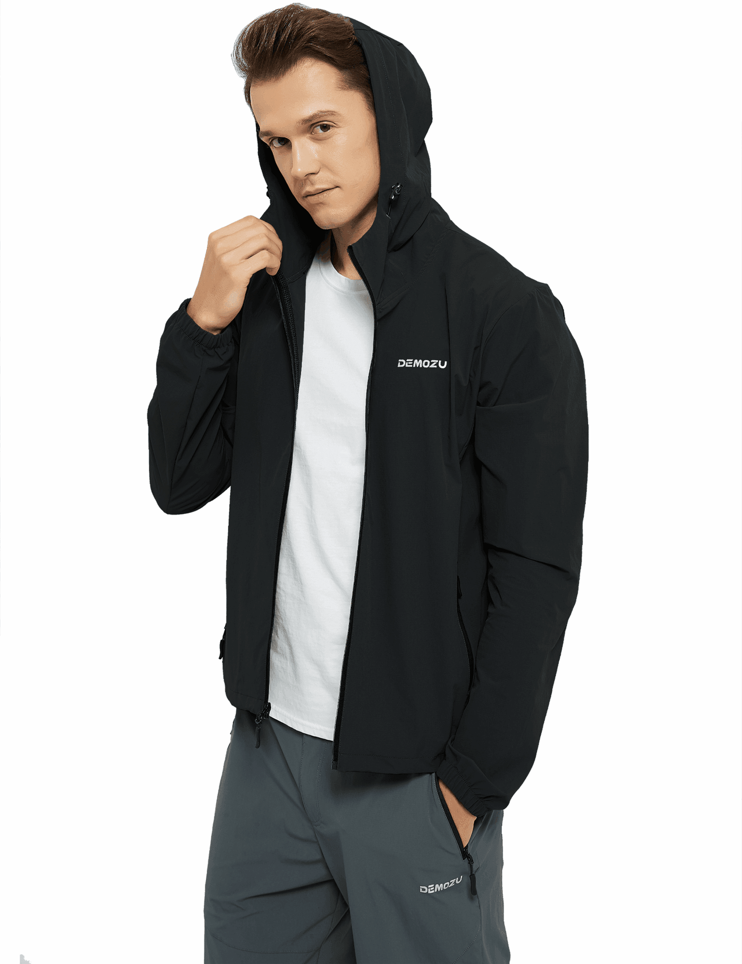Men's Lightweight Windbreaker Jacket Hooded Hiking Outdoor Jacket - DEMOZU Sports