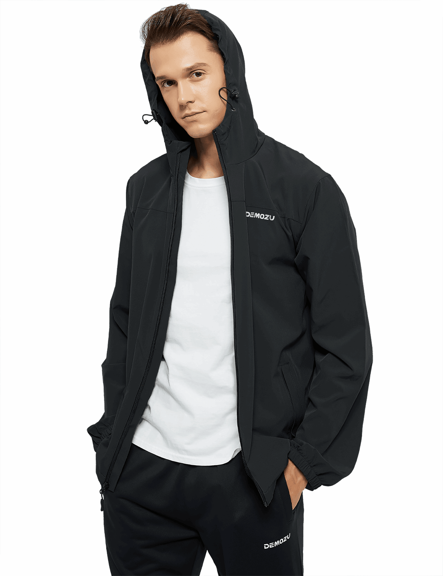 Men's Lightweight Running Windbreaker Jacket Hooded Hiking Jacket - DEMOZU Sports
