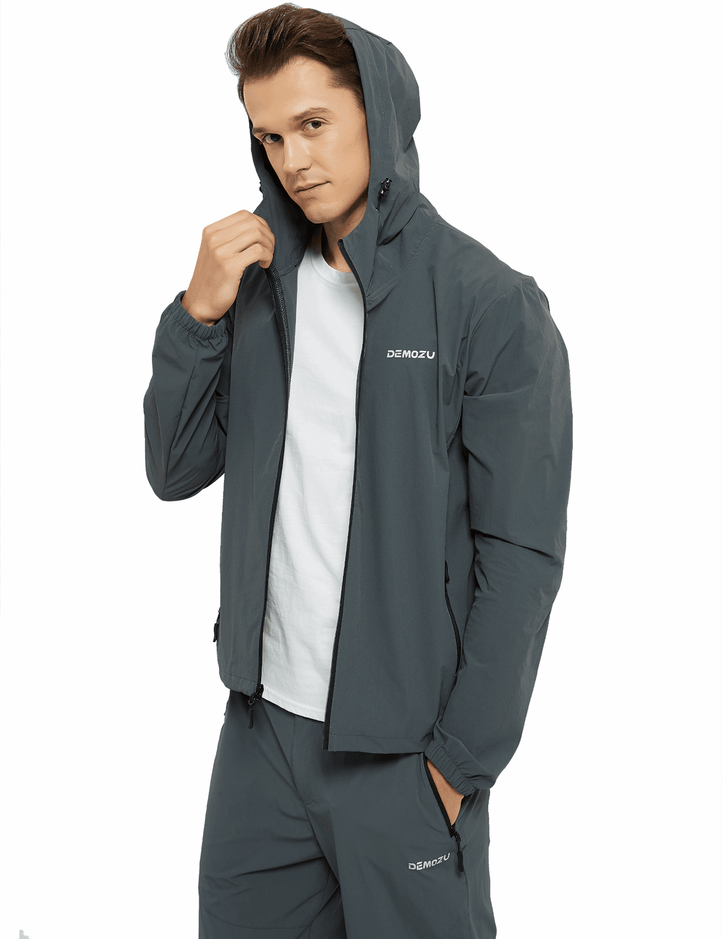Men's Lightweight Windbreaker Jacket Hooded Hiking Outdoor Jacket - DEMOZU Sports