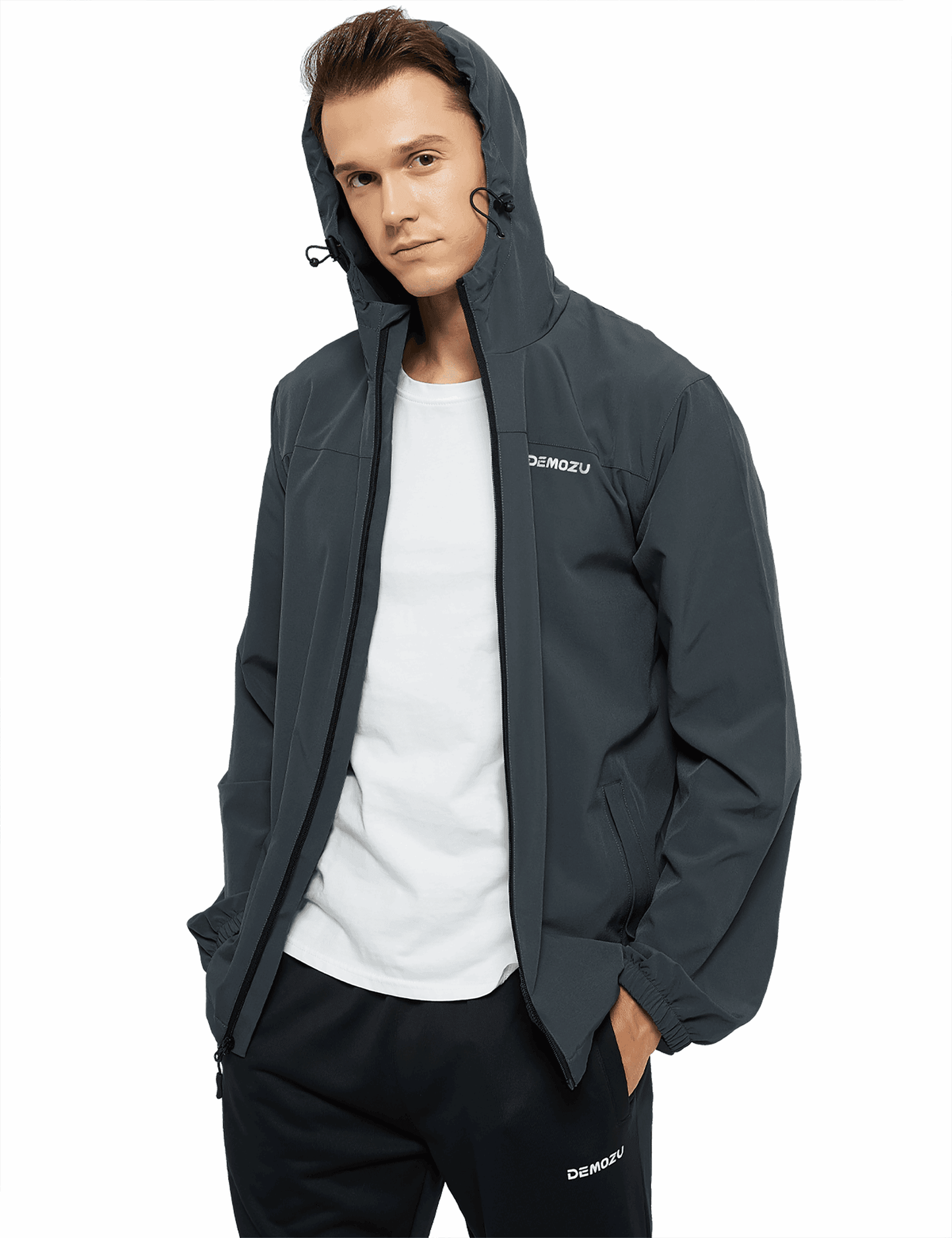 Men's Lightweight Running Windbreaker Jacket Hooded Hiking Jacket - DEMOZU Sports