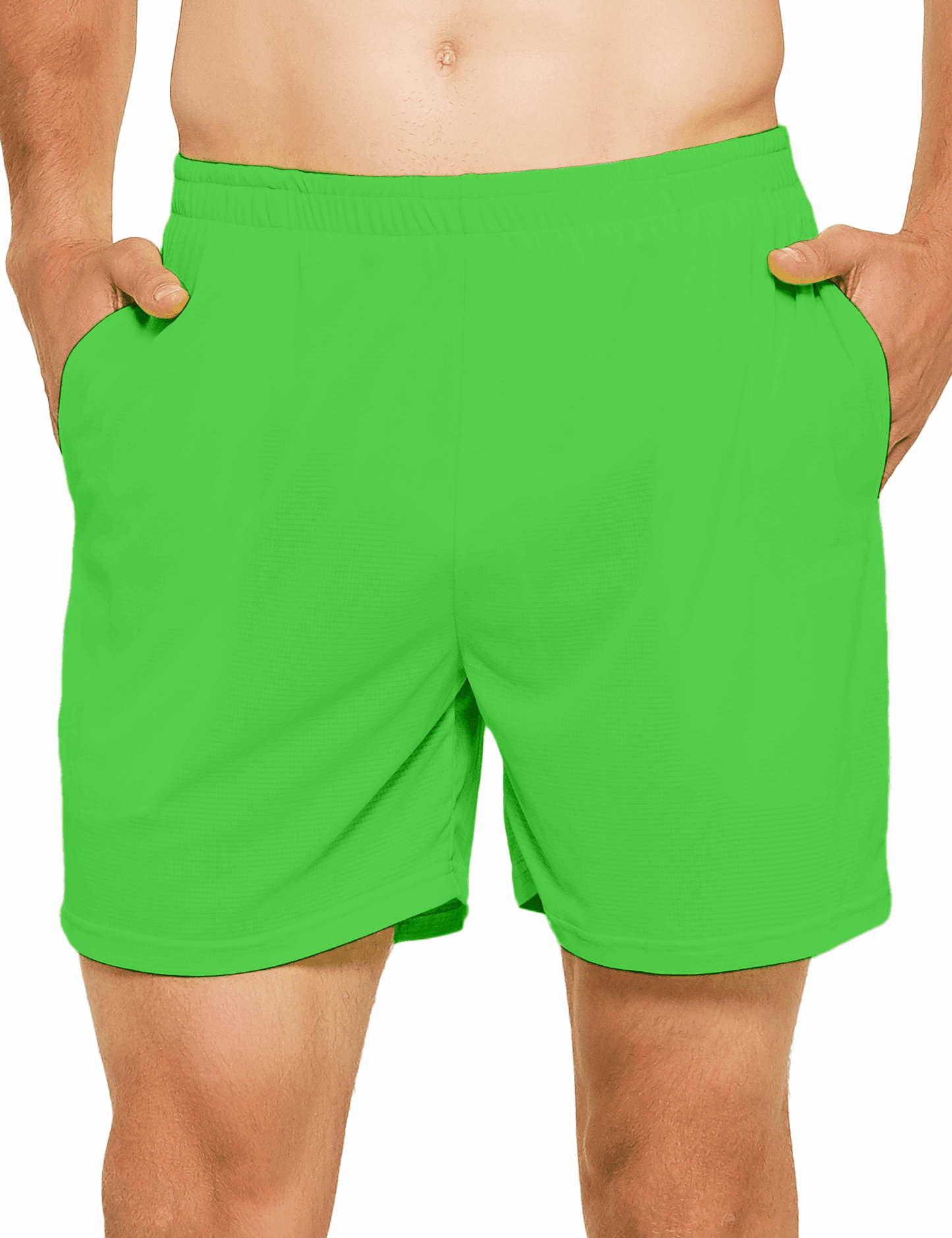 Men's 5 Inch Neon Running Shorts with Pockets - DEMOZU Sports