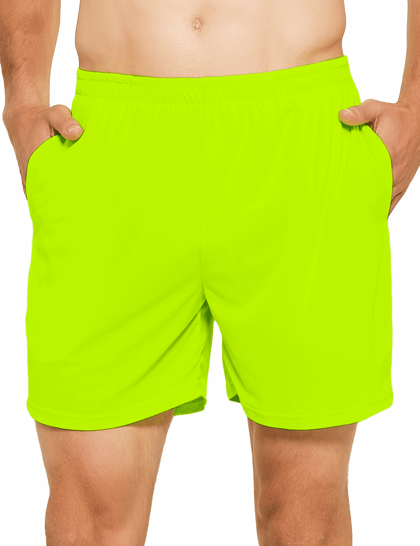 Men's 5 Inch Neon Running Shorts with Pockets - DEMOZU Sports