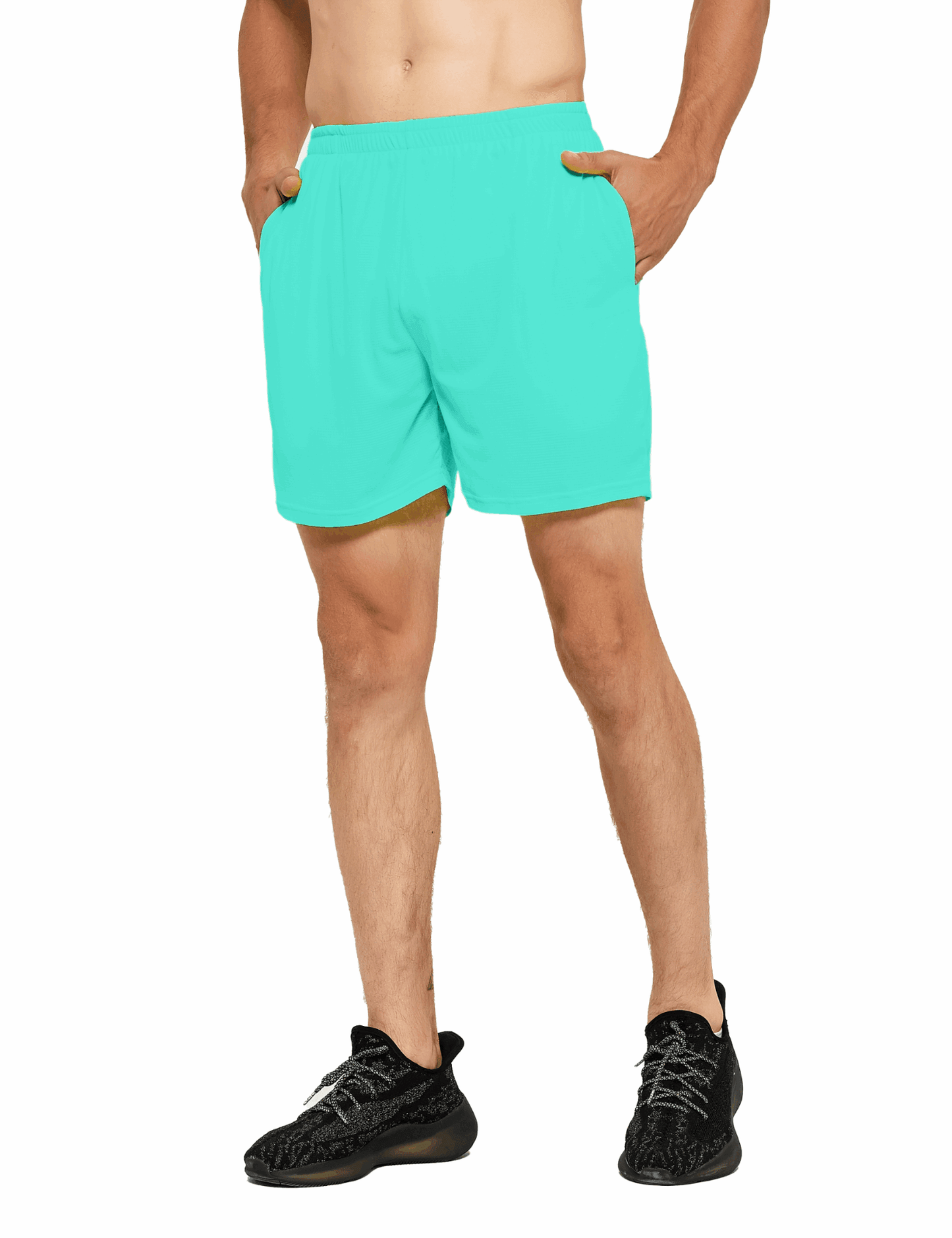 Men's 5 Inch Neon Running Shorts with Pockets - DEMOZU Sports