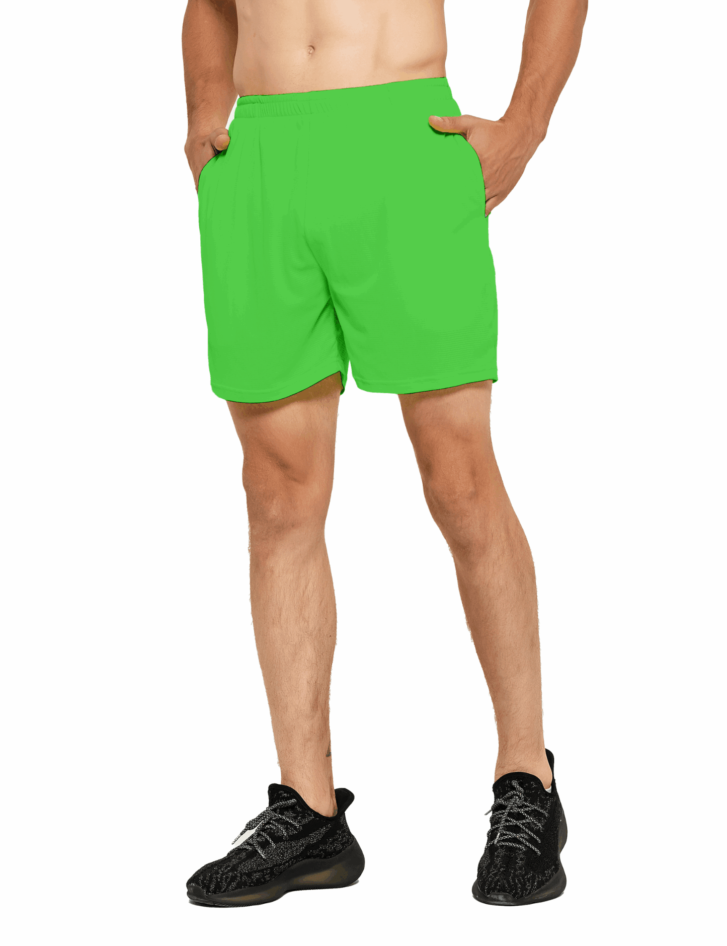 Men's 5 Inch Neon Running Shorts with Pockets - DEMOZU Sports
