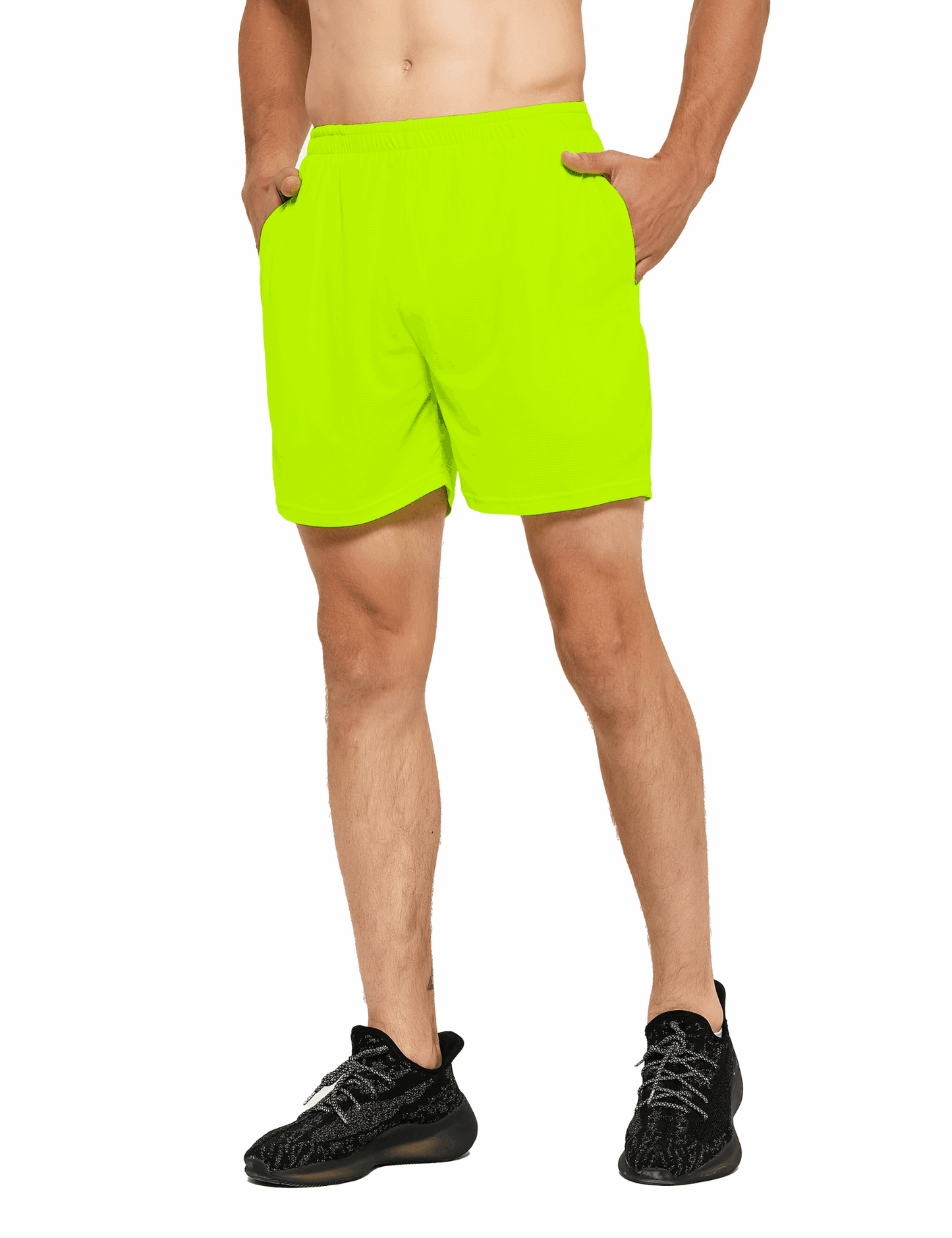 Men's 5 Inch Neon Running Shorts with Pockets - DEMOZU Sports