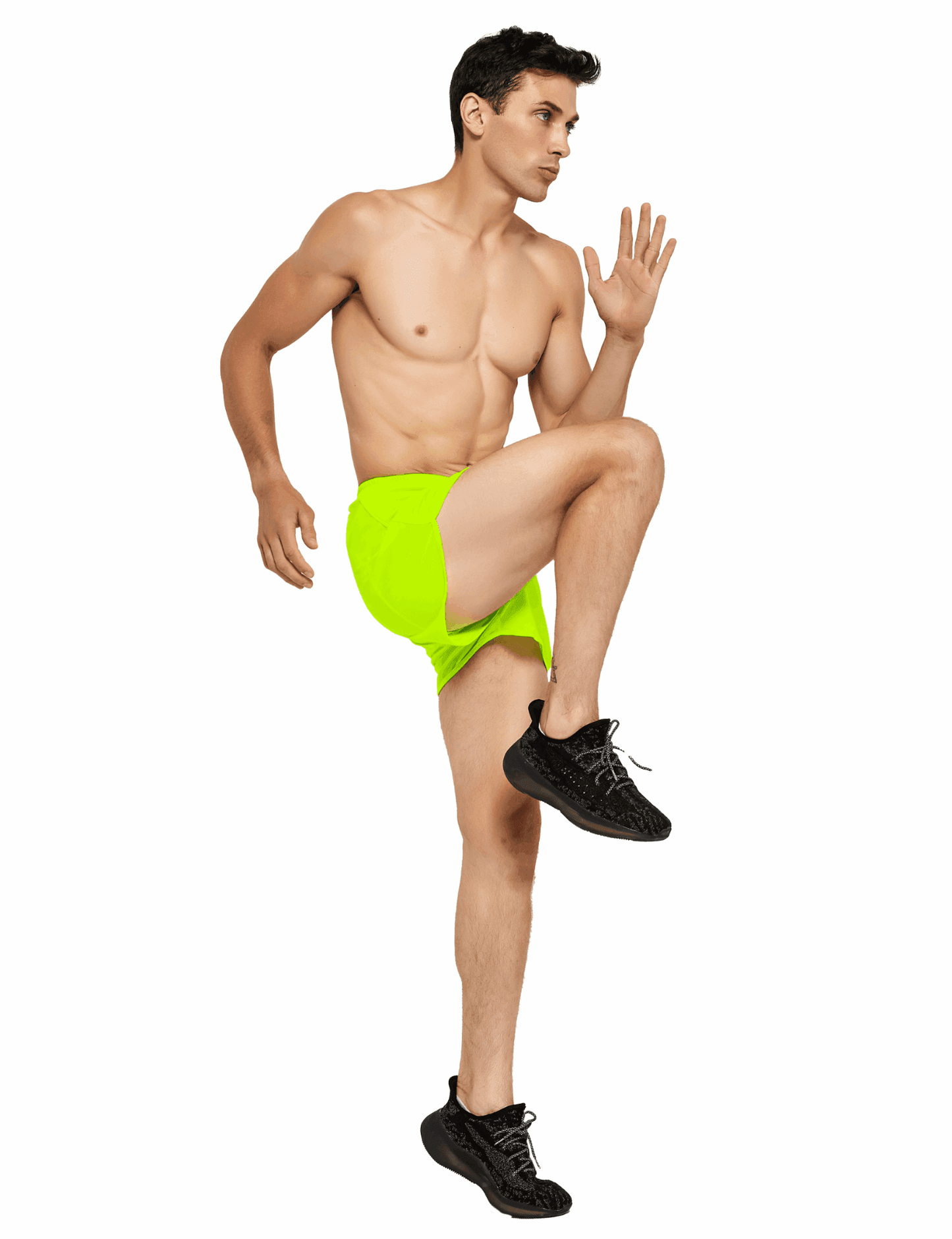 Men's 3 Inch Neon Running Shorts with Mesh Liner - DEMOZU Sports