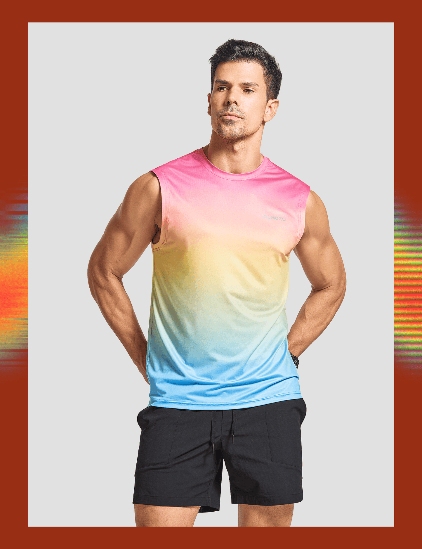 Men's Sleeveless Workout Swim Shirts (Pride) - DEMOZU Sports