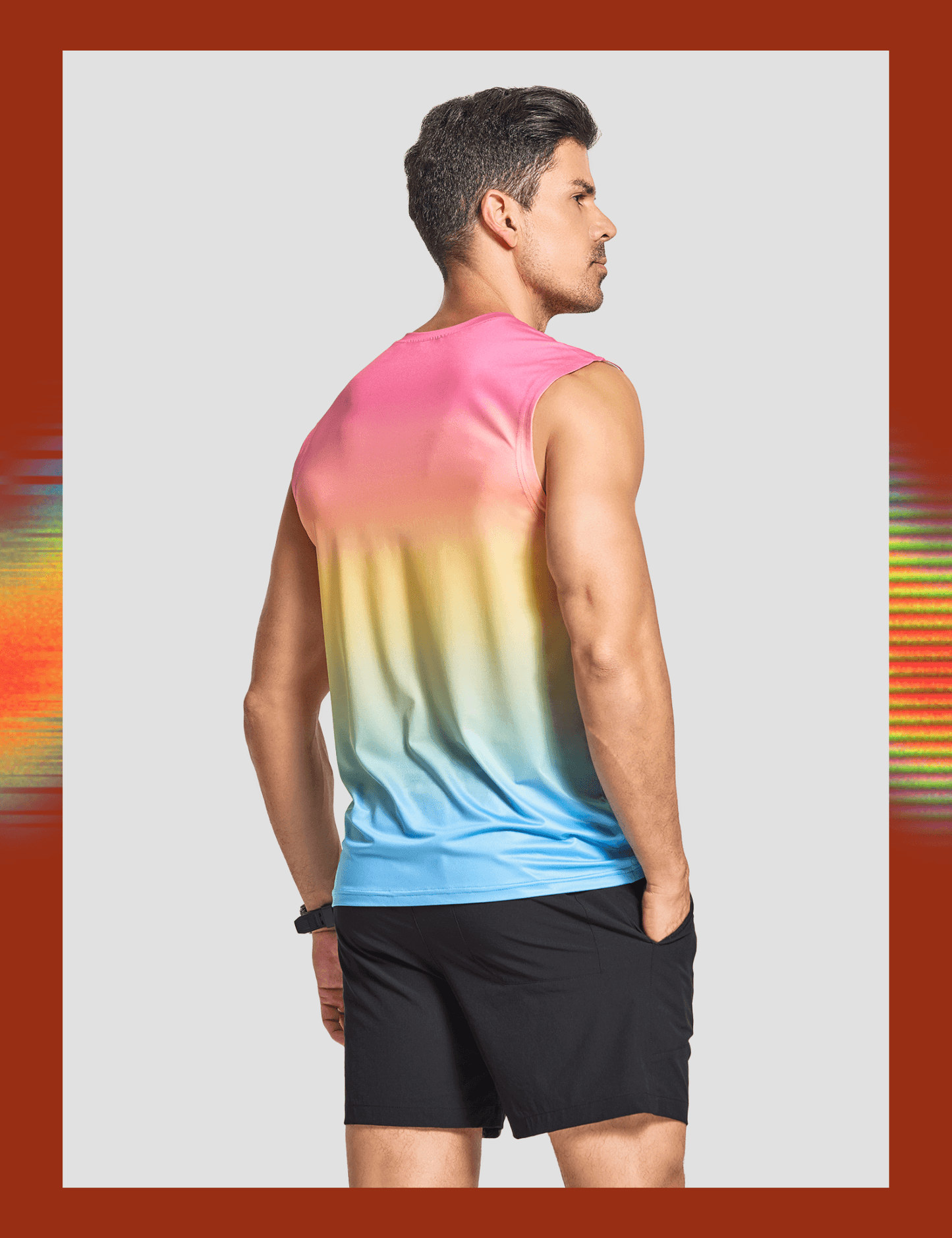 Men's Sleeveless Workout Swim Shirts (Pride) - DEMOZU Sports