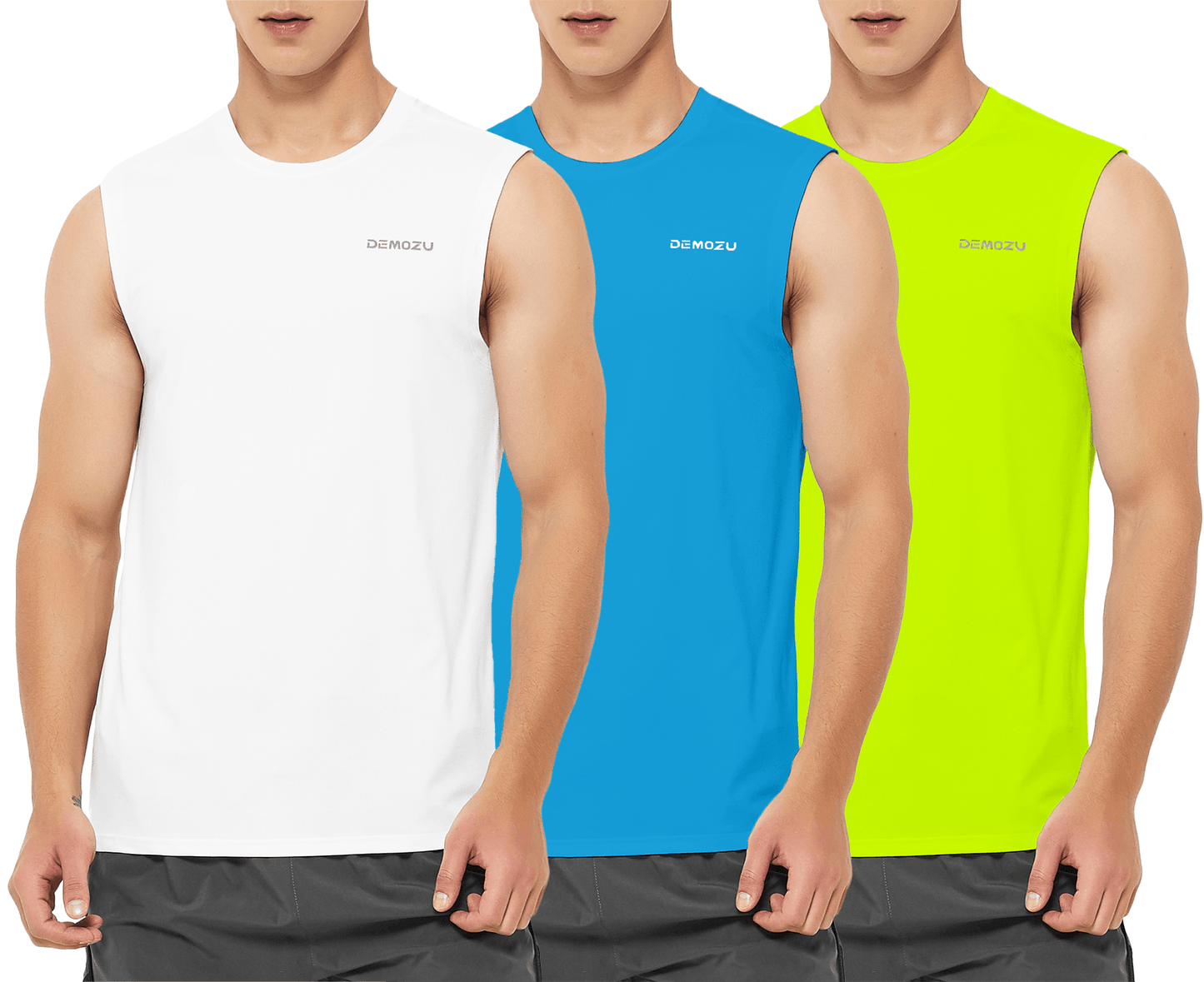 Men's Sleeveless Workout Swim Shirts (3 Pack) - DEMOZU Sports