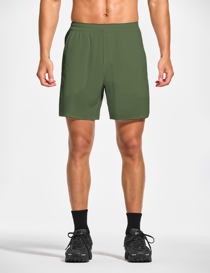 mens 7 inch lined workout running tennis gym shorts with pockets army green olive green