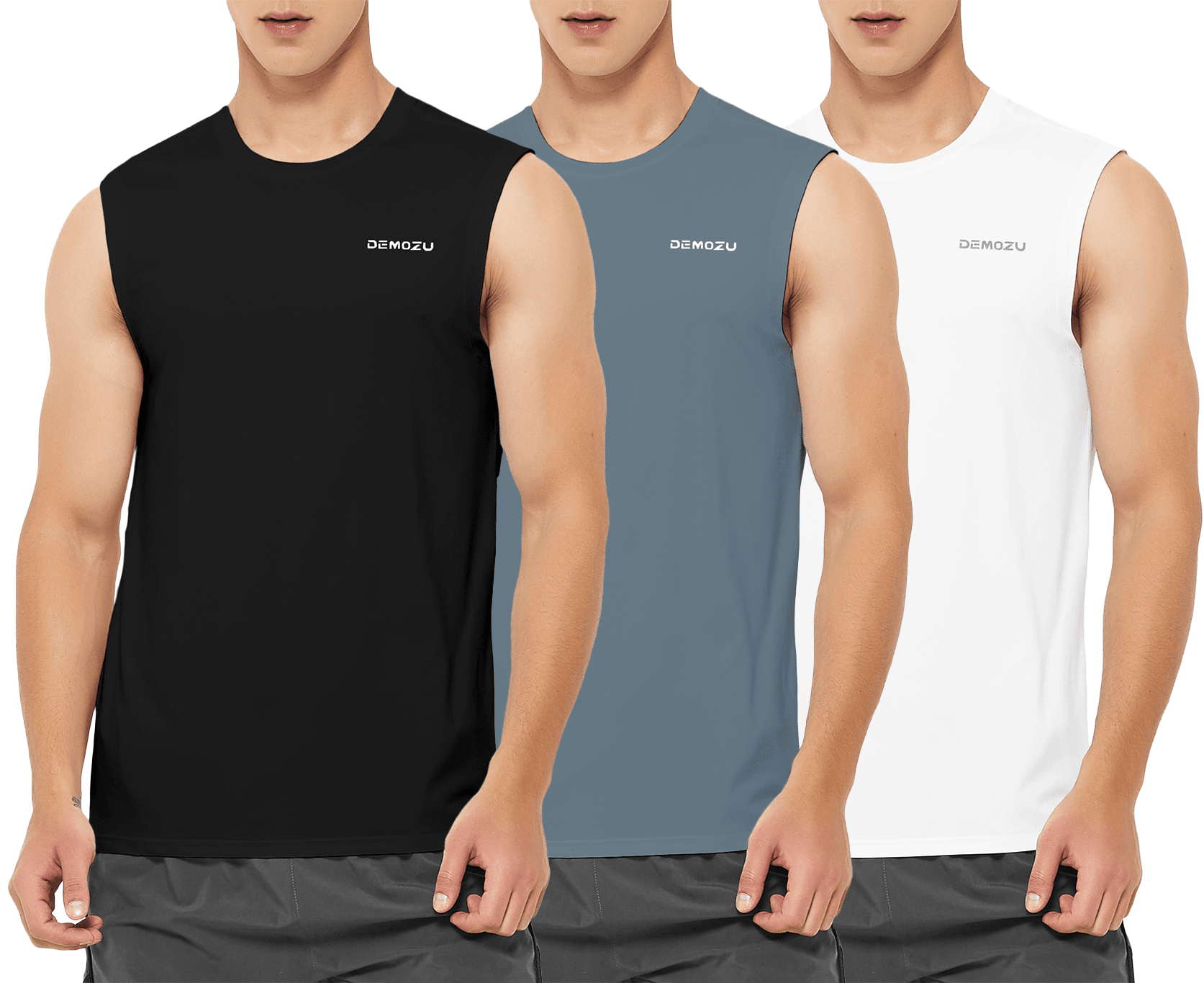 Men's Sleeveless Workout Swim Shirts (3 Pack) - DEMOZU Sports