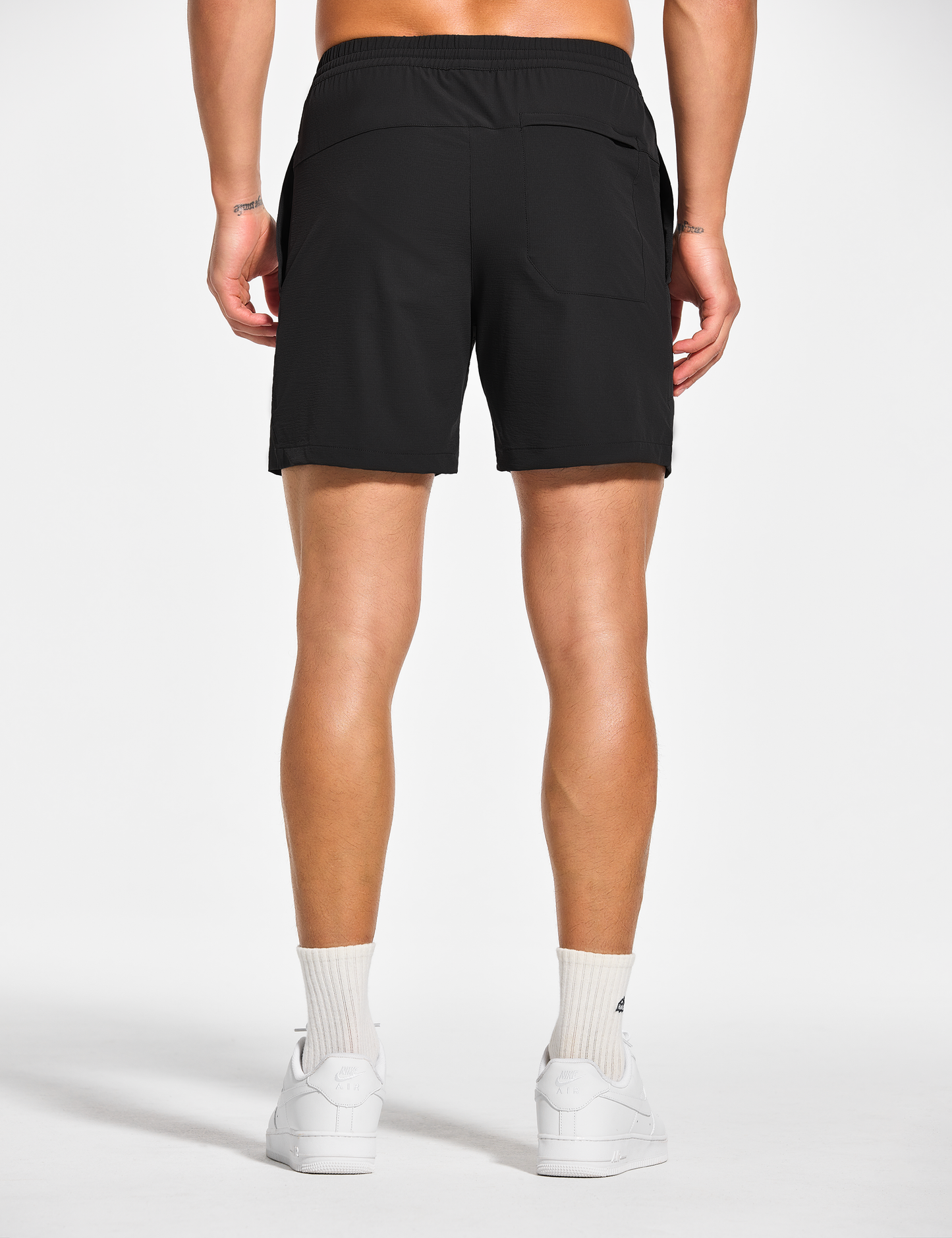 mens 5 inch workout casual running gym tennis shorts with pockets no liner black