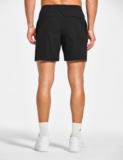 mens 5 inch workout casual running gym tennis shorts with pockets no liner black