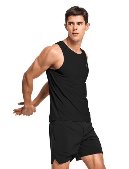★PLAGE_seoul★ Textured Tank Top Swim Set_Black Men's Running Swim Tank Top (Regular & Big and Tall
