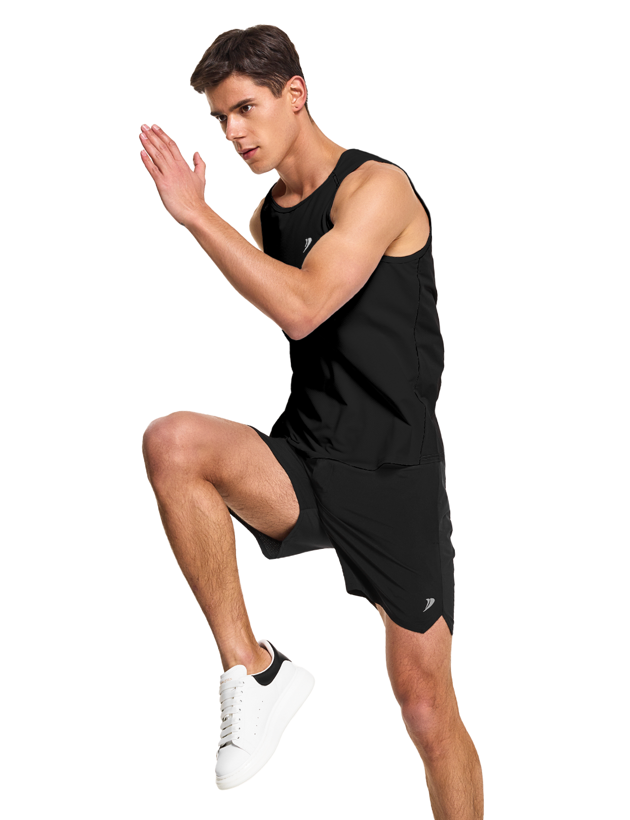 mens running workout gym swim tank top black