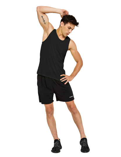 mens running athletic workout tank top black