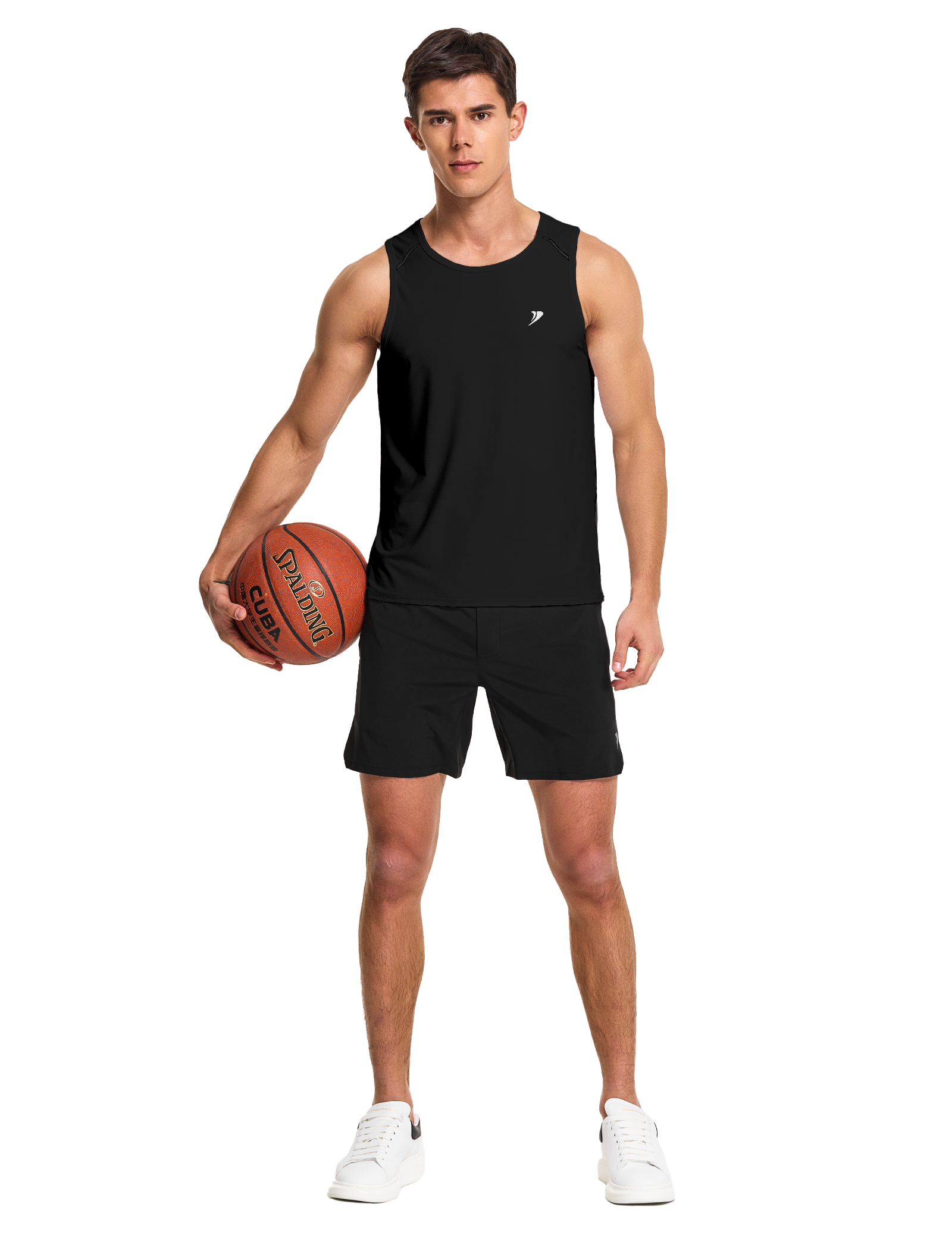 mens running workout gym swim tank top black