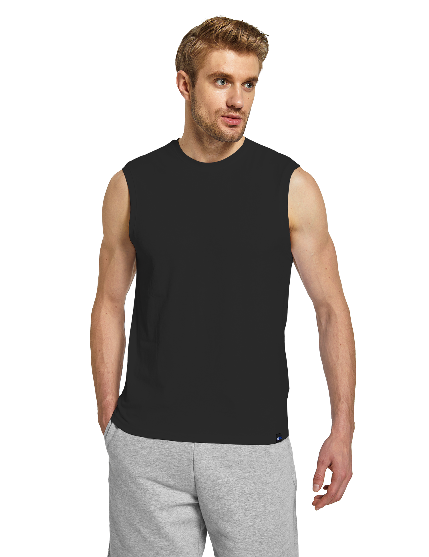 mens sleeveless shirts black