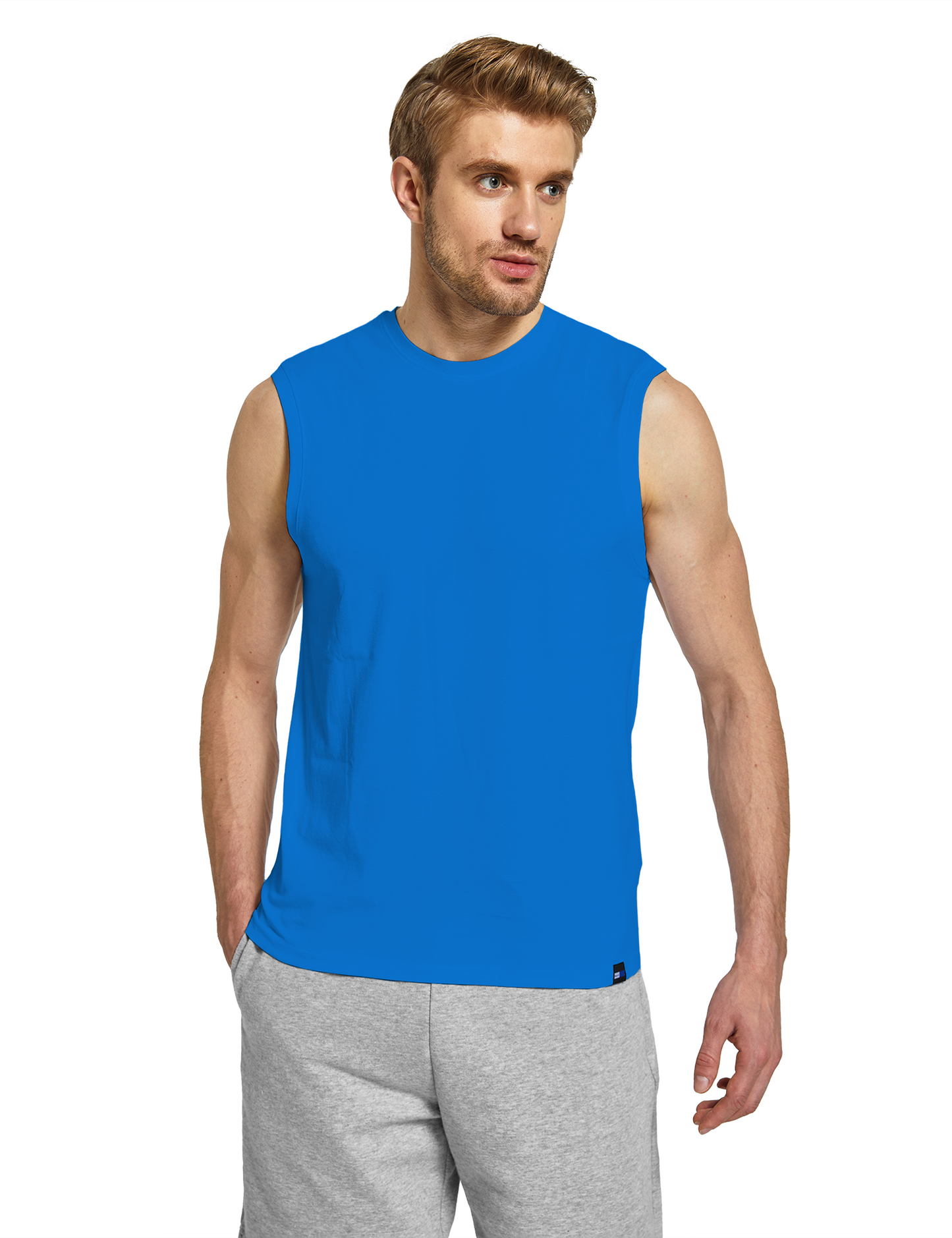 mens sleeveless shirts blue