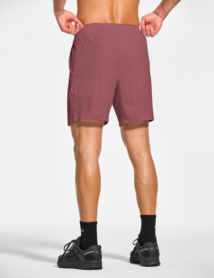 mens 7 inch lined workout running tennis gym shorts with pockets burgundy