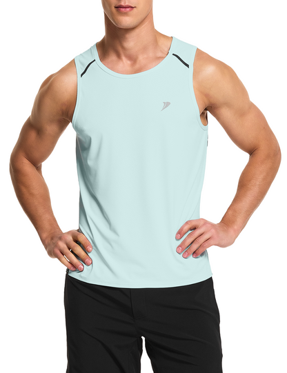mens running workout gym swim tank top light blue