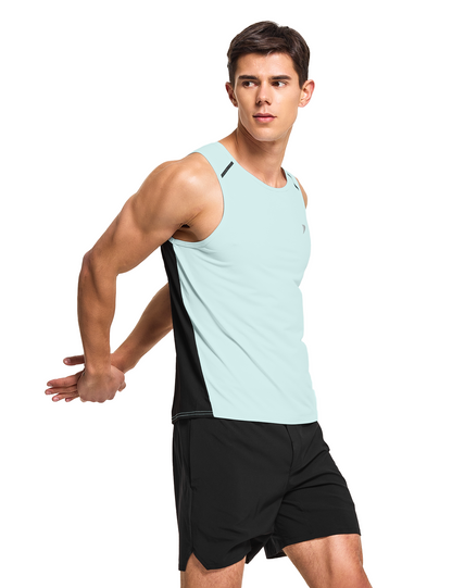 mens running workout gym swim tank top light blue