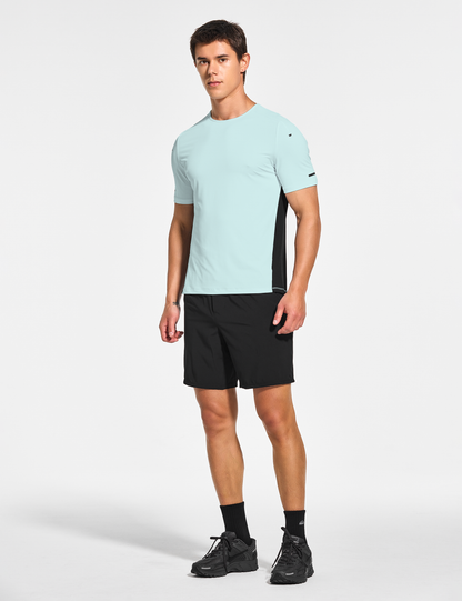 mens shorts sleeve workout running tennis gym swim shirts regular & big and tall light blue