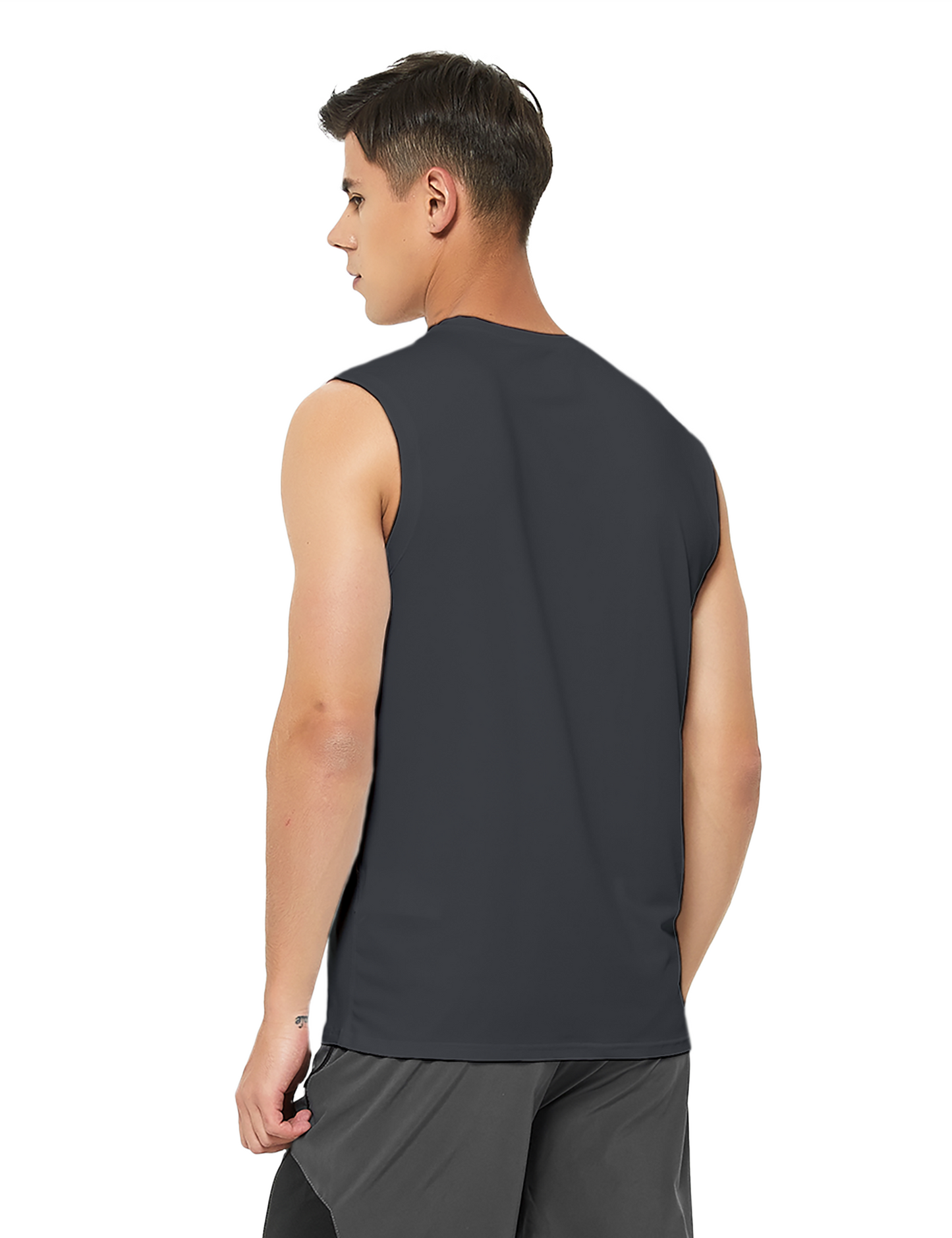 mens sleeveless workout swim shirts charcoal