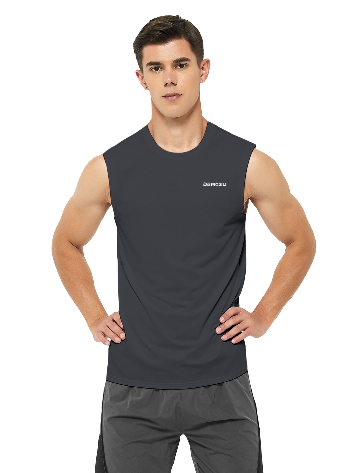 mens sleeveless workout swim shirts charcoal