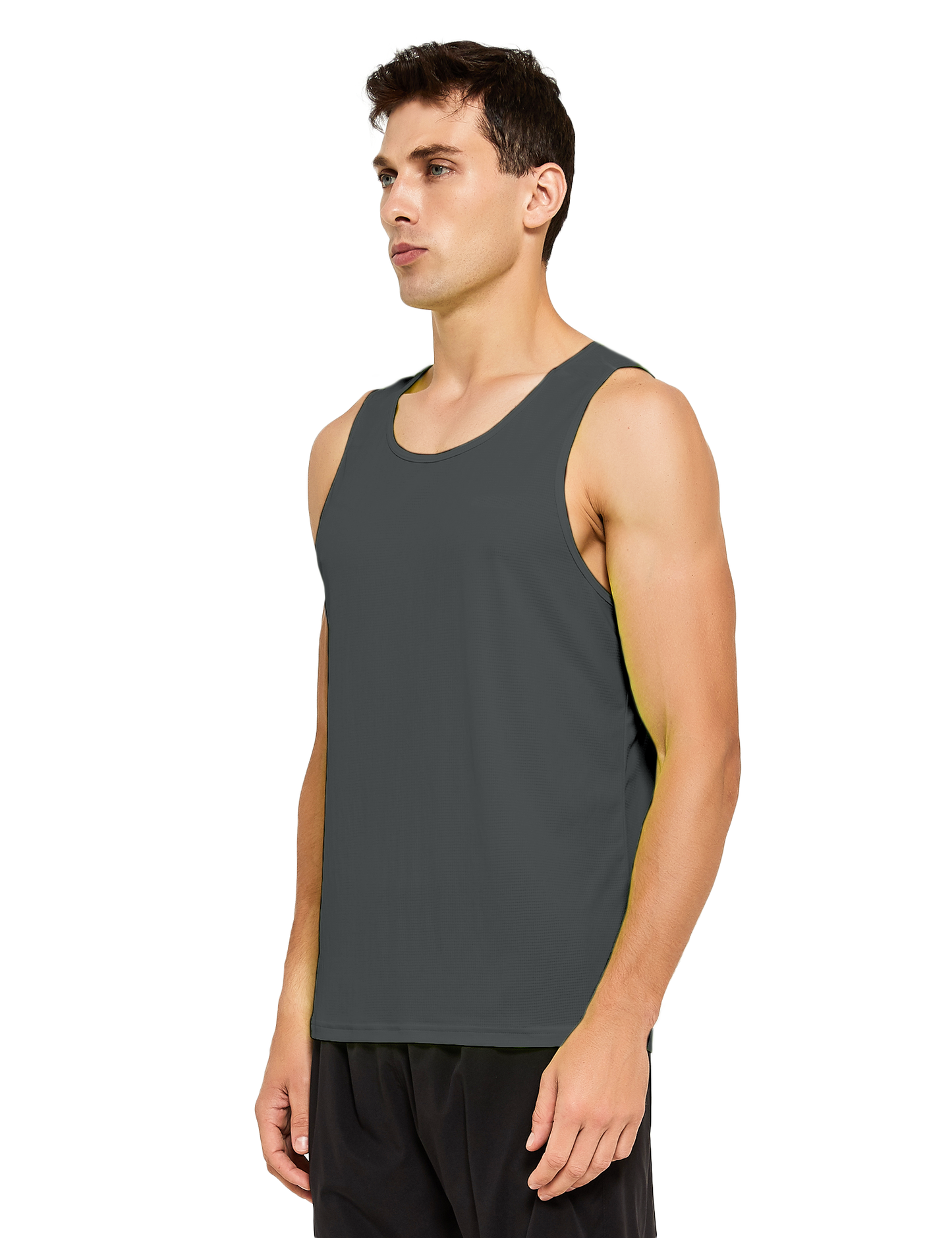 mens running athletic workout tank top dark grey