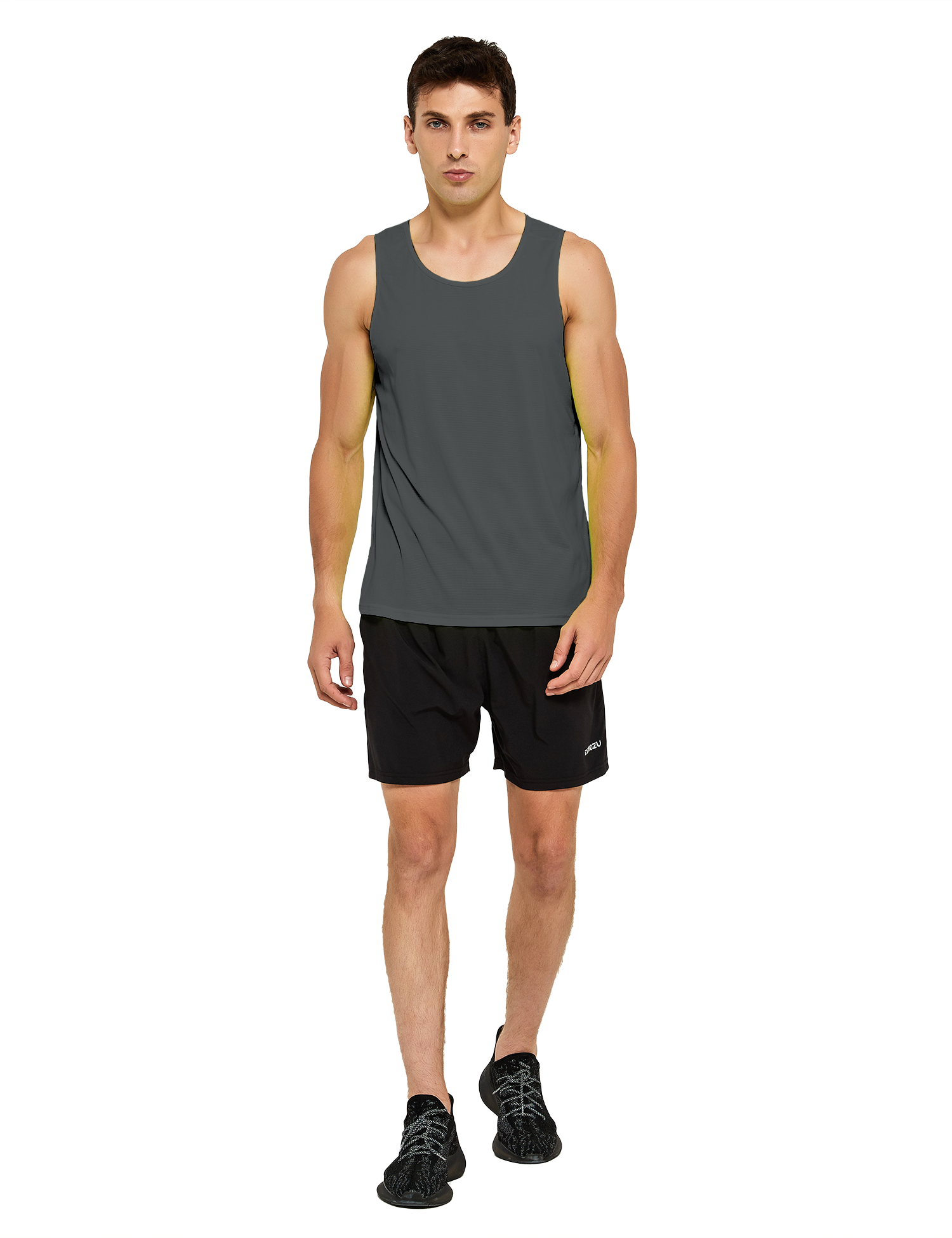 mens running athletic workout tank top dark grey