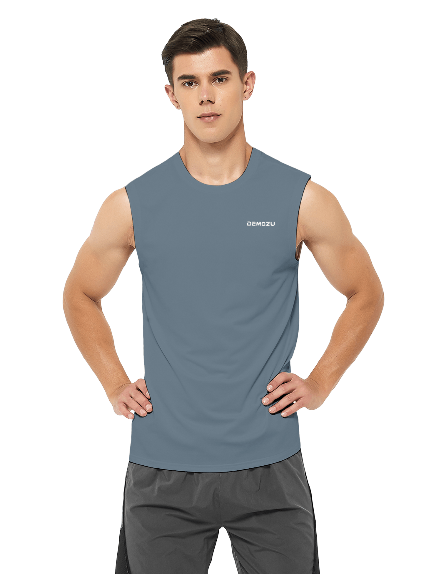 mens sleeveless workout swim shirts grey