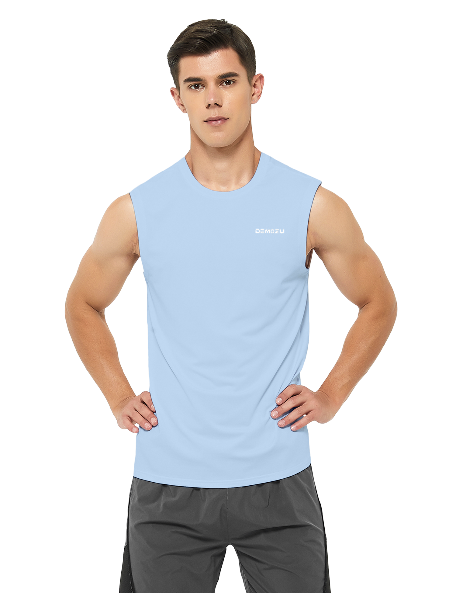 mens sleeveless workout swim shirts lavender blue