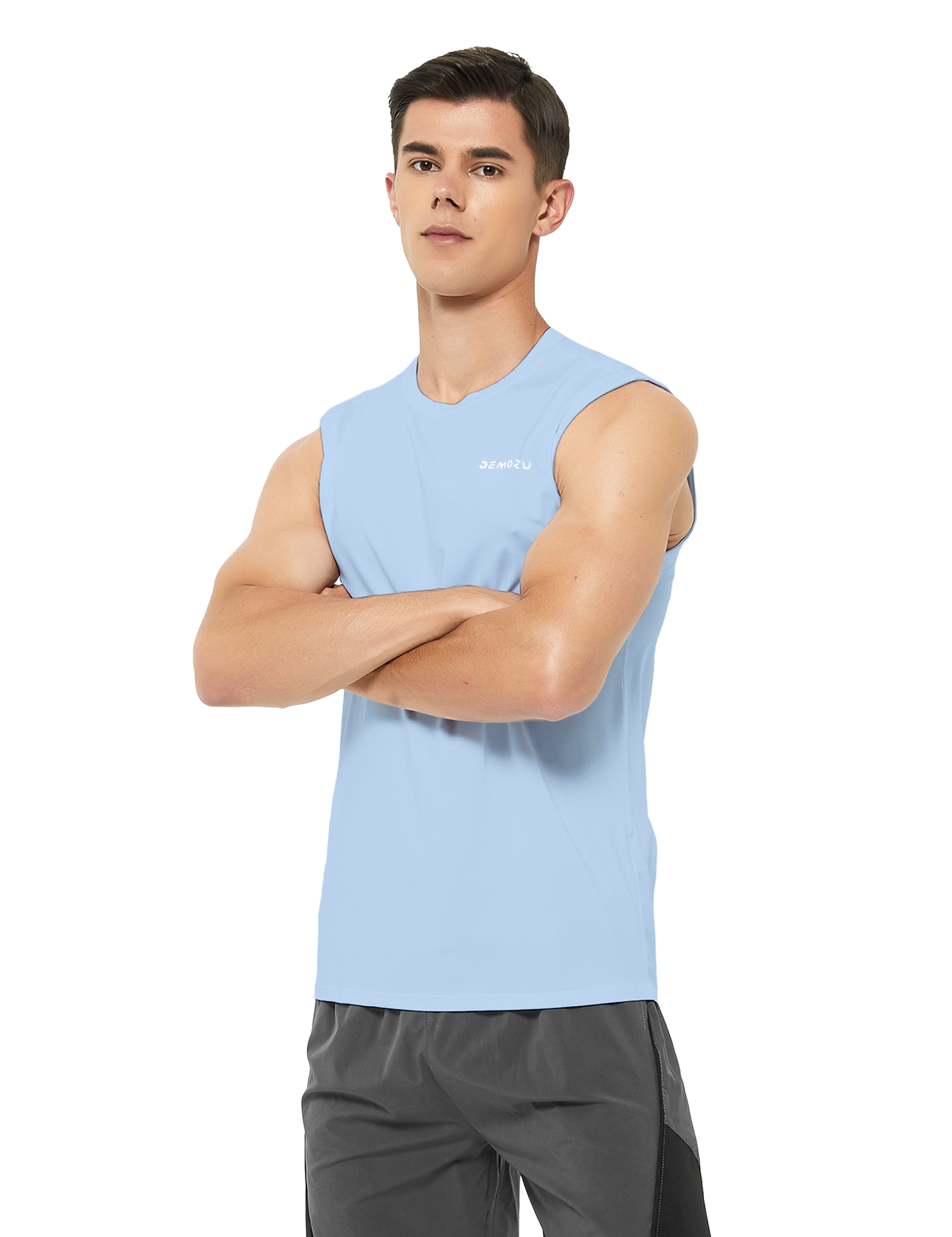 mens sleeveless workout swim shirts lavender blue