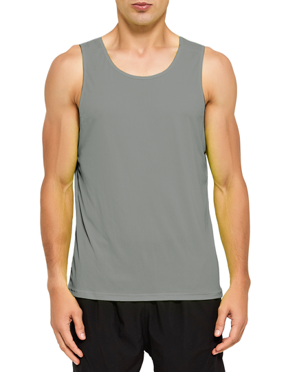 mens running athletic workout tank top light grey