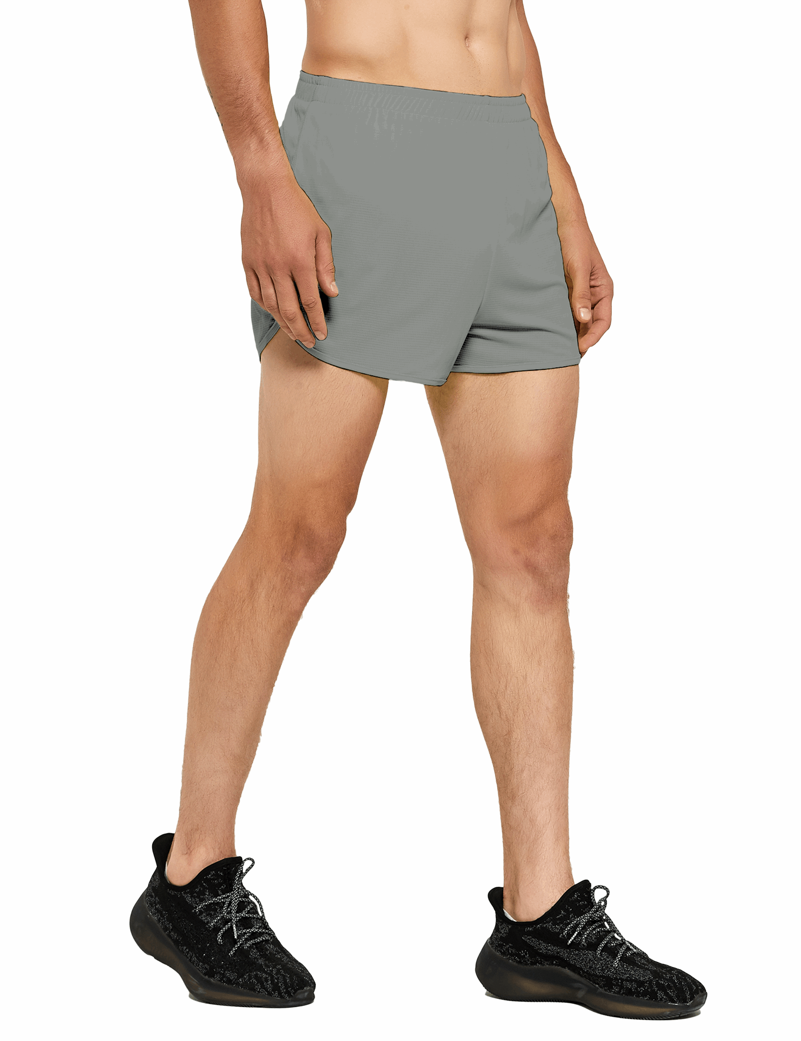 mens 3 inch light grey running shorts