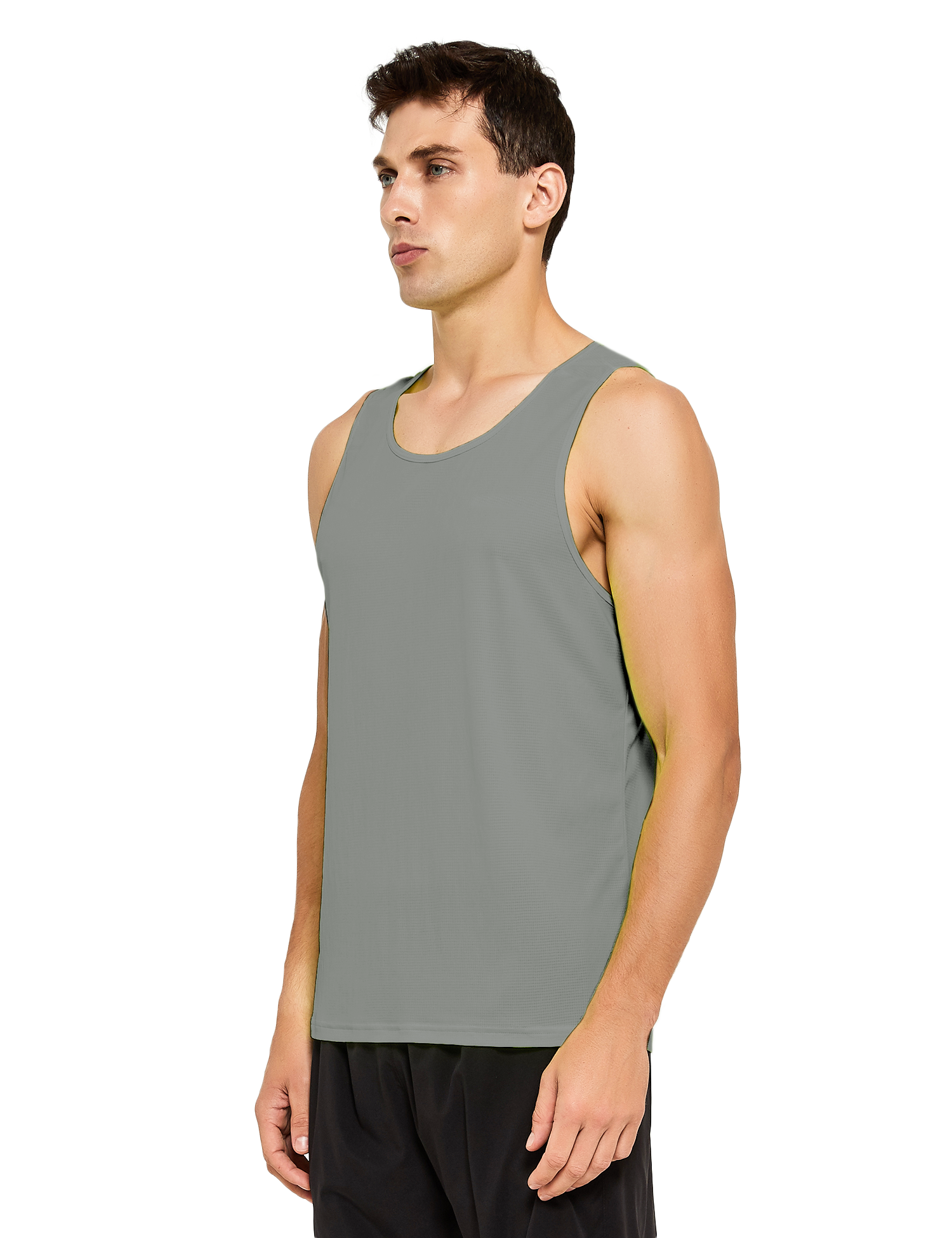 mens running athletic workout tank top light grey