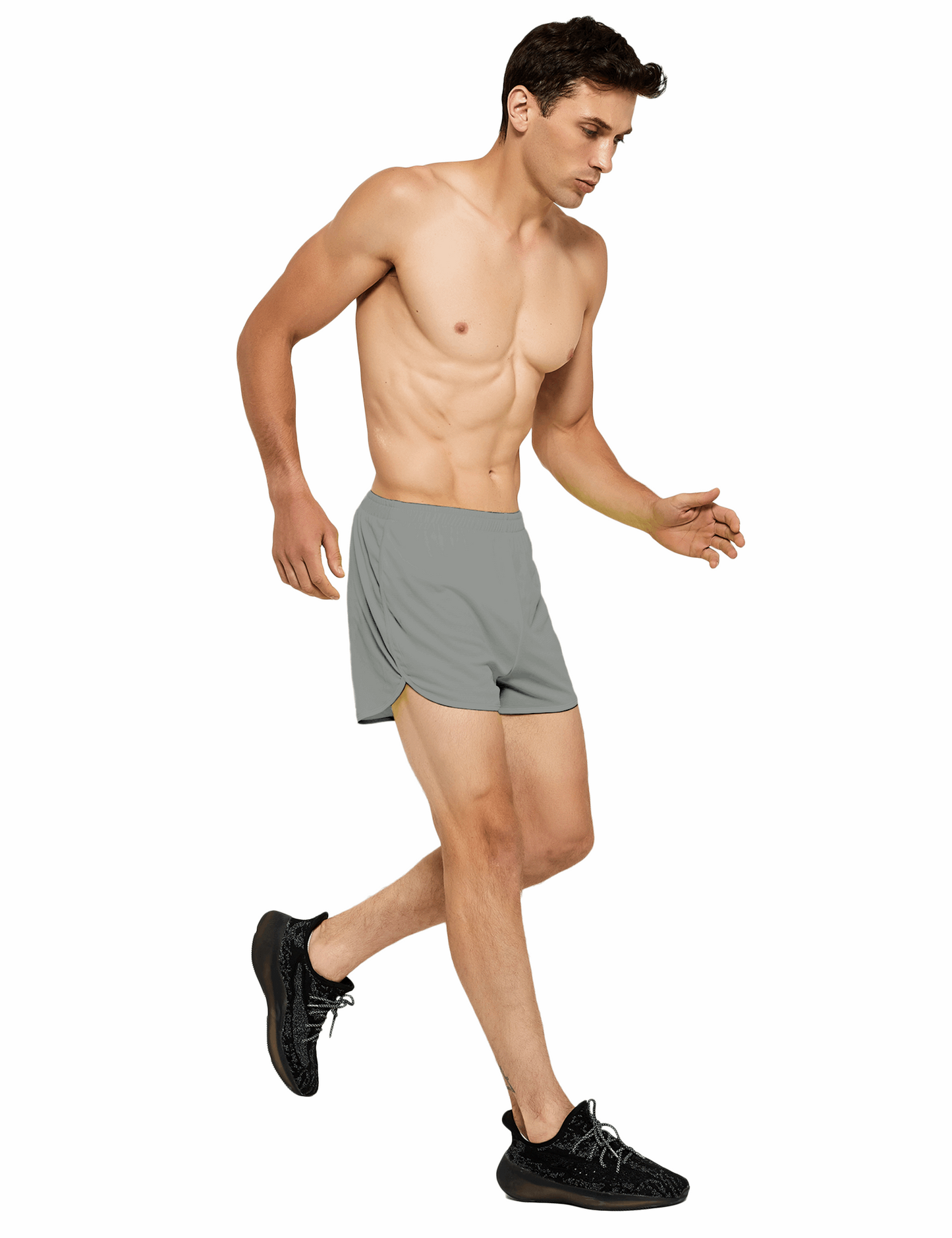 mens 3 inch light grey running shorts