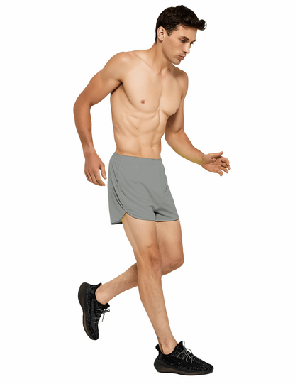 mens 3 inch light grey running shorts