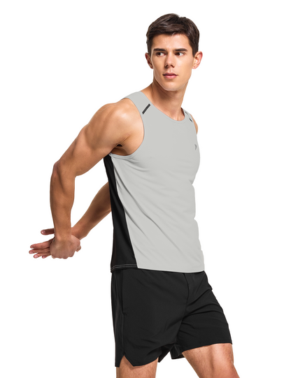 mens running workout gym swim tank top light grey