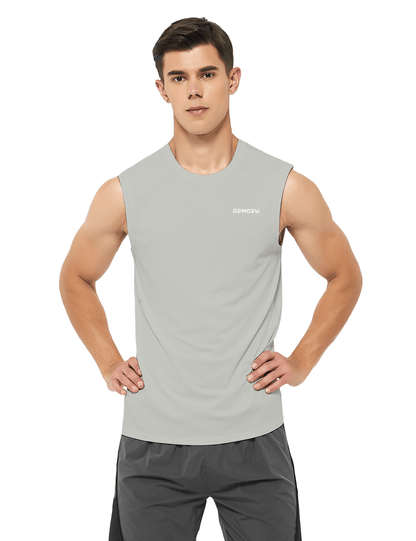 mens sleeveless workout swim shirts light grey