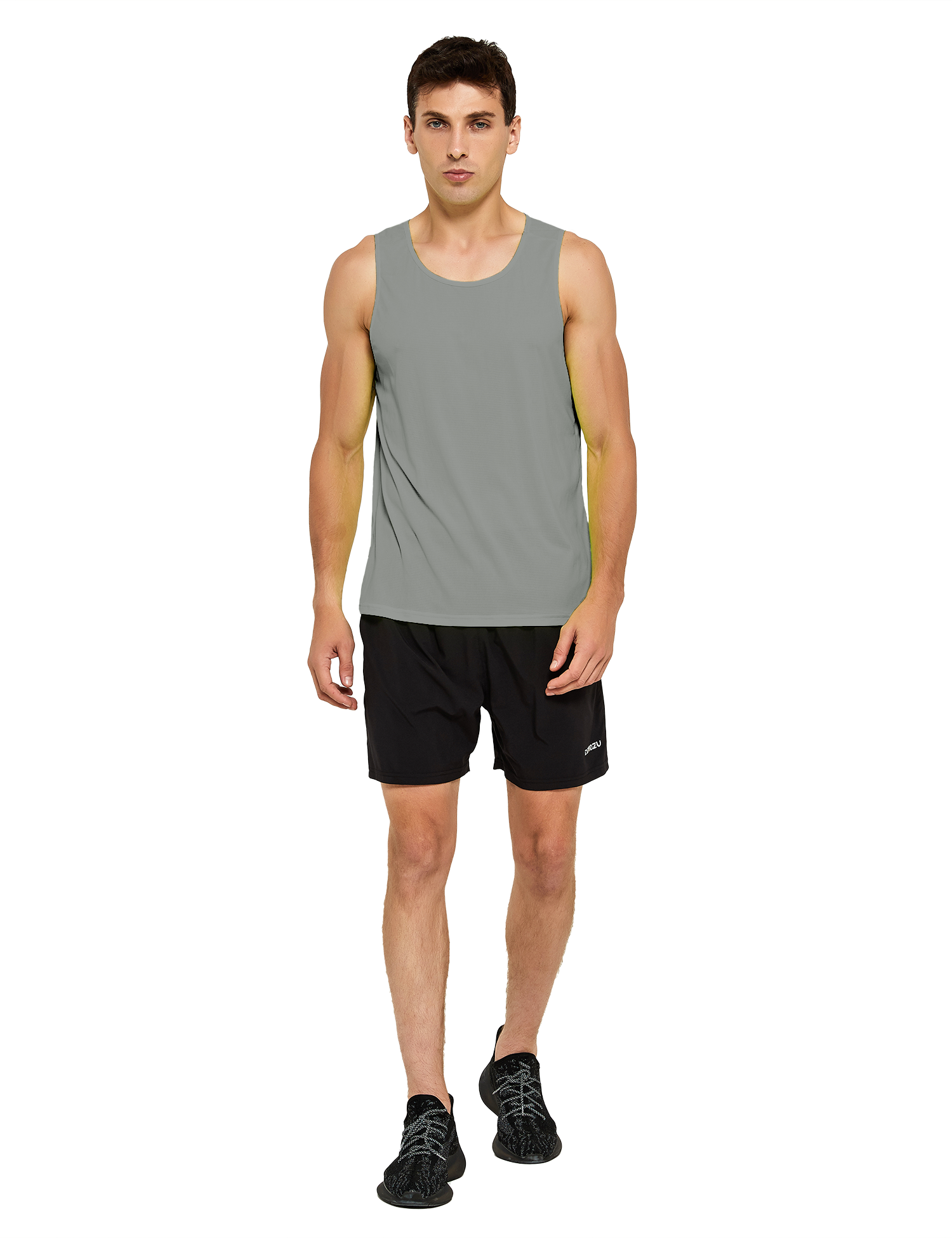 mens running athletic workout tank top light grey