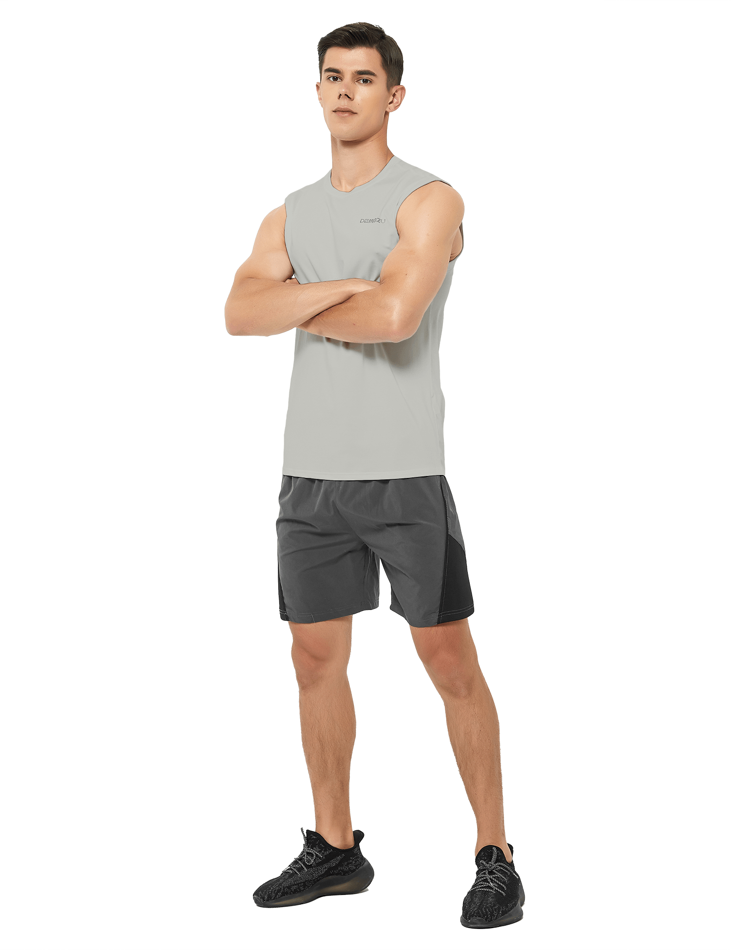 mens sleeveless workout swim shirts light grey