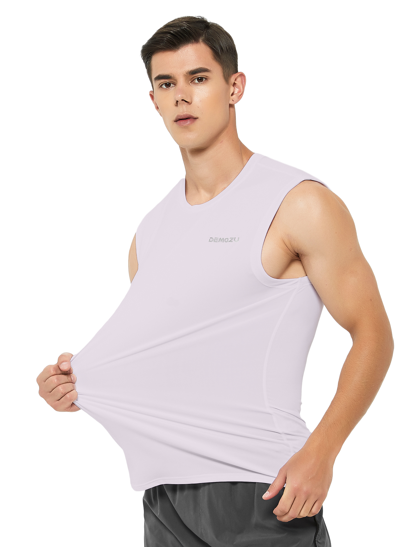 mens sleeveless workout swim shirts light purple