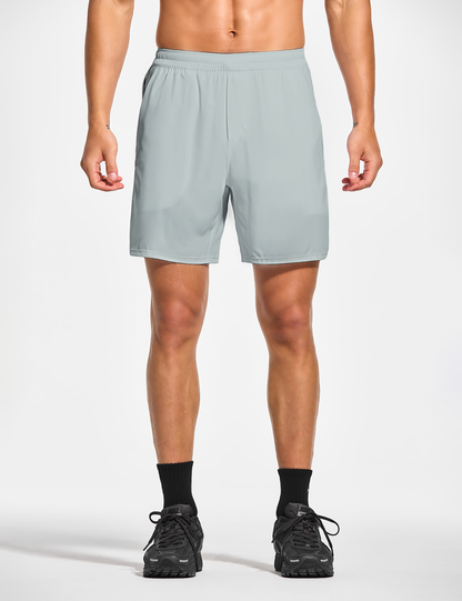 mens 7 inch lined workout running tennis gym shorts with pockets light grey gray