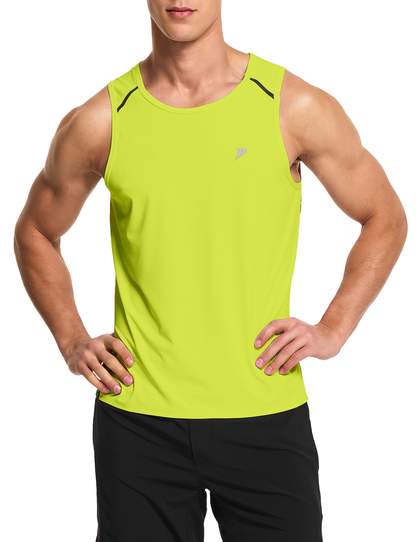 mens running workout gym swim tank top neon yellow